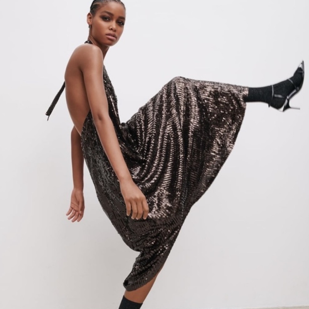 ZARA Sequin Halter Dress